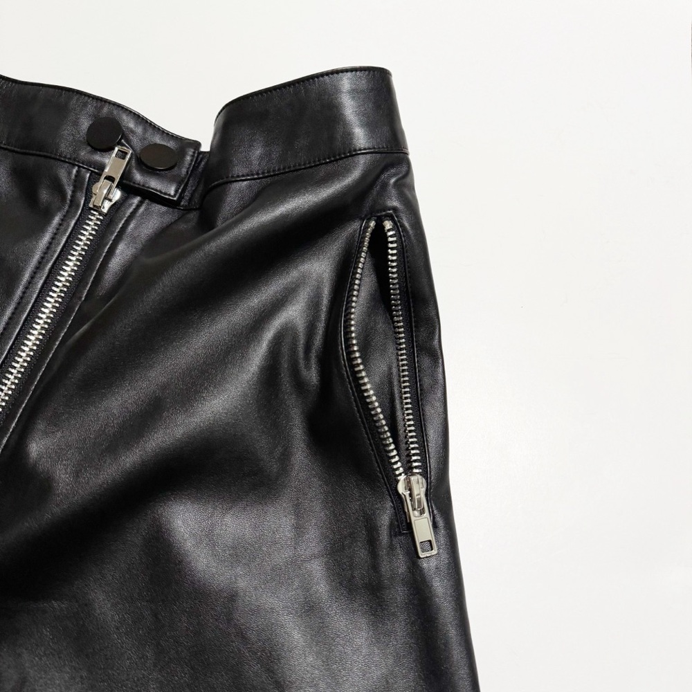 Pretty Little Thing High Rise Faux Leather Wide Leg Zipper Trousers - Picture 7 of 11